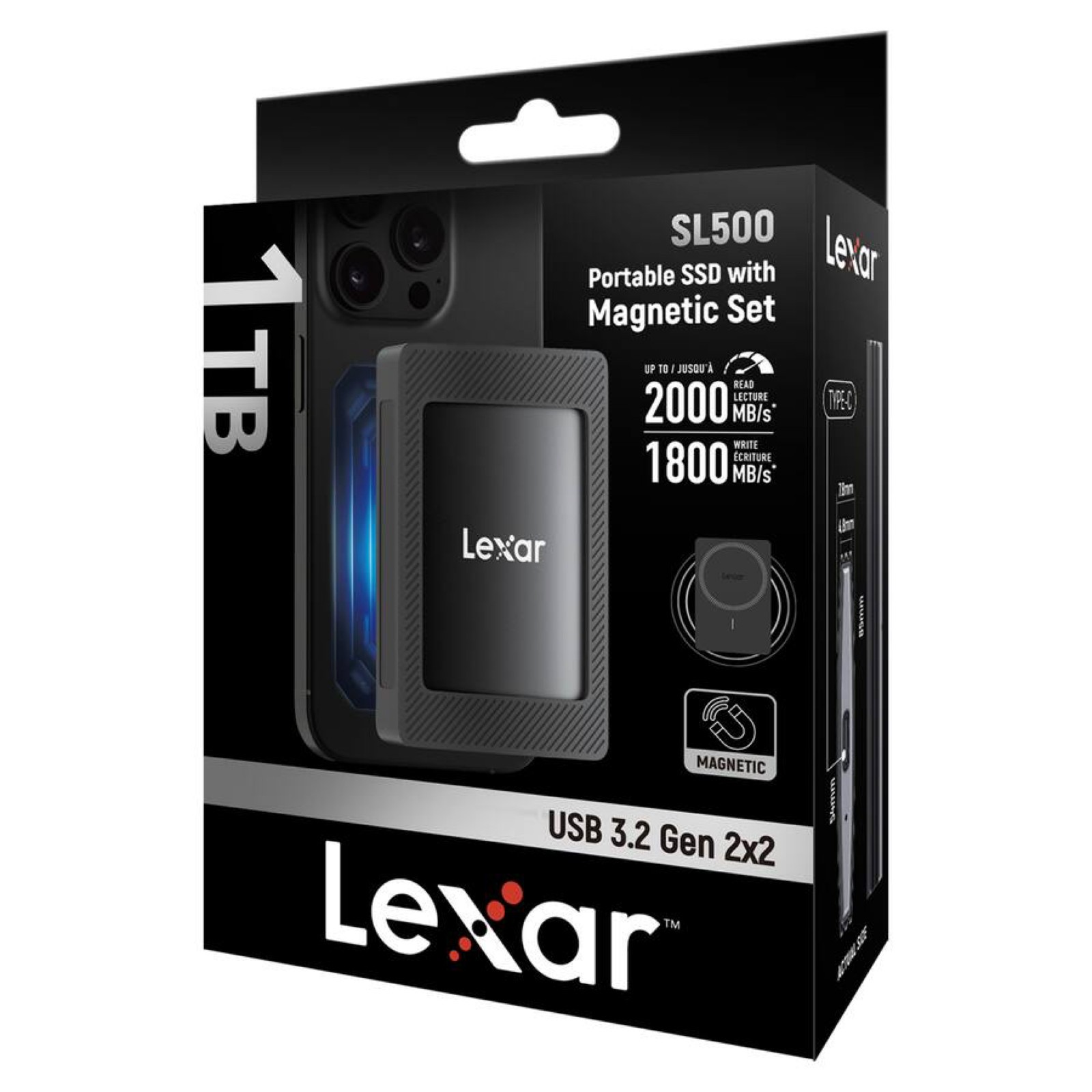 Lexar SL500 1TB Portable SSD USB 3.2 GEN2X2 Magnetic Set BRAND NEW SEALED FAST