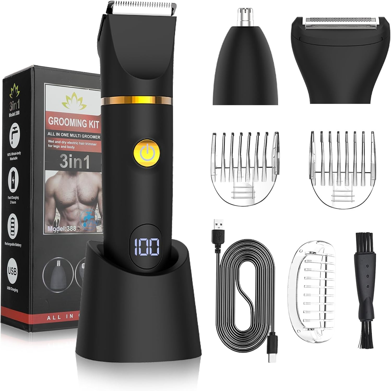 Manscape Body Trimmer for Men, 3 in 1 Men\'S Grooming Kit with Pubic/Nose Manscape Body Trimmer for Men, 3 in 1 Men\'S Grooming Kit with Pubic/Nose