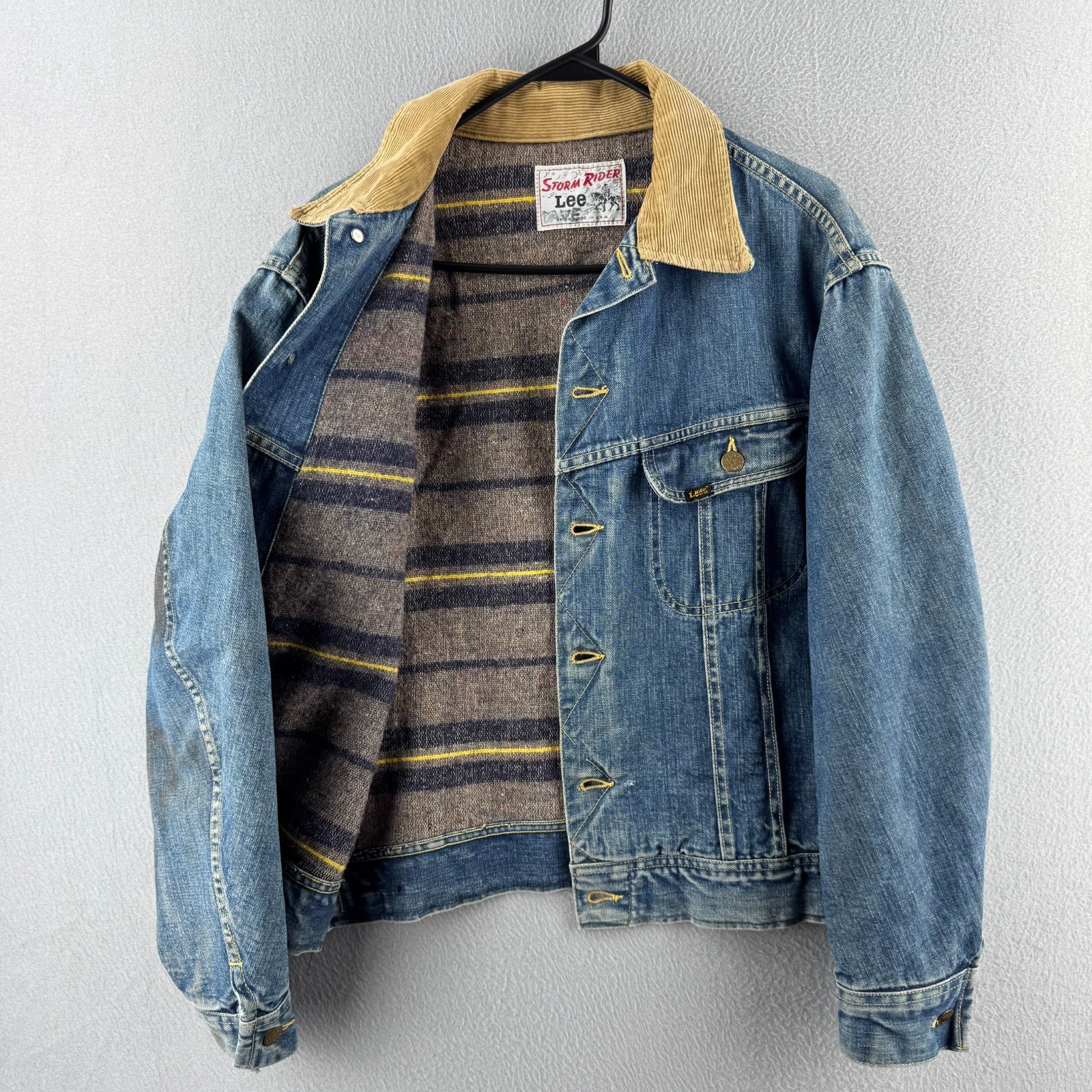 Vintage 70s Lee Storm Rider Jacket Mens Fits 23x23 Horozontal Striped Lined Vintage 70s Lee Storm Rider Jacket Mens Fits 23x23 Horozontal Striped Lined