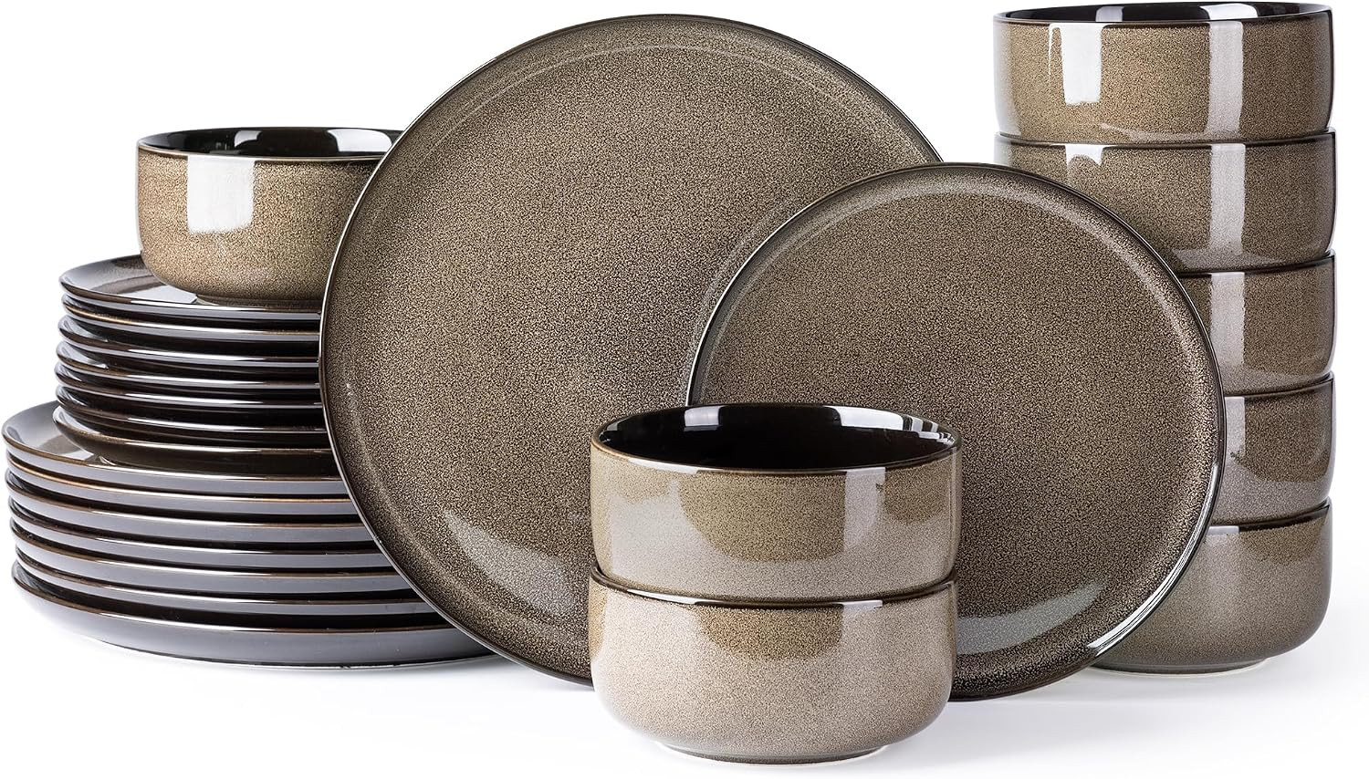 LERATIO Ceramic Dinnerware Sets for 8,Plates and Bowls Sets,Reactive Glaze Dishe