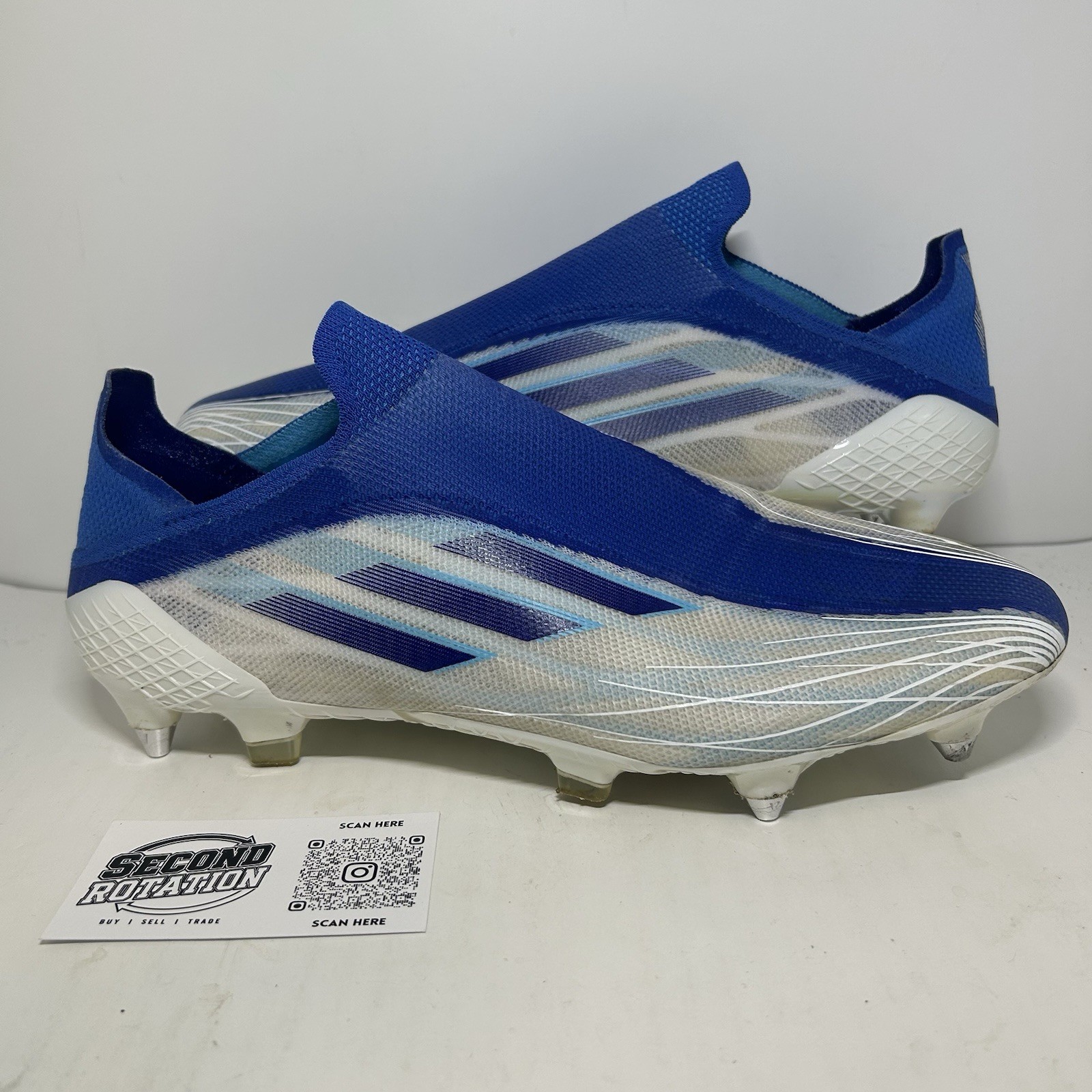 Adidas X Speedflow+ SG Diamond Edge Pack Blue White Cleats - Size 11 - (GW7447)