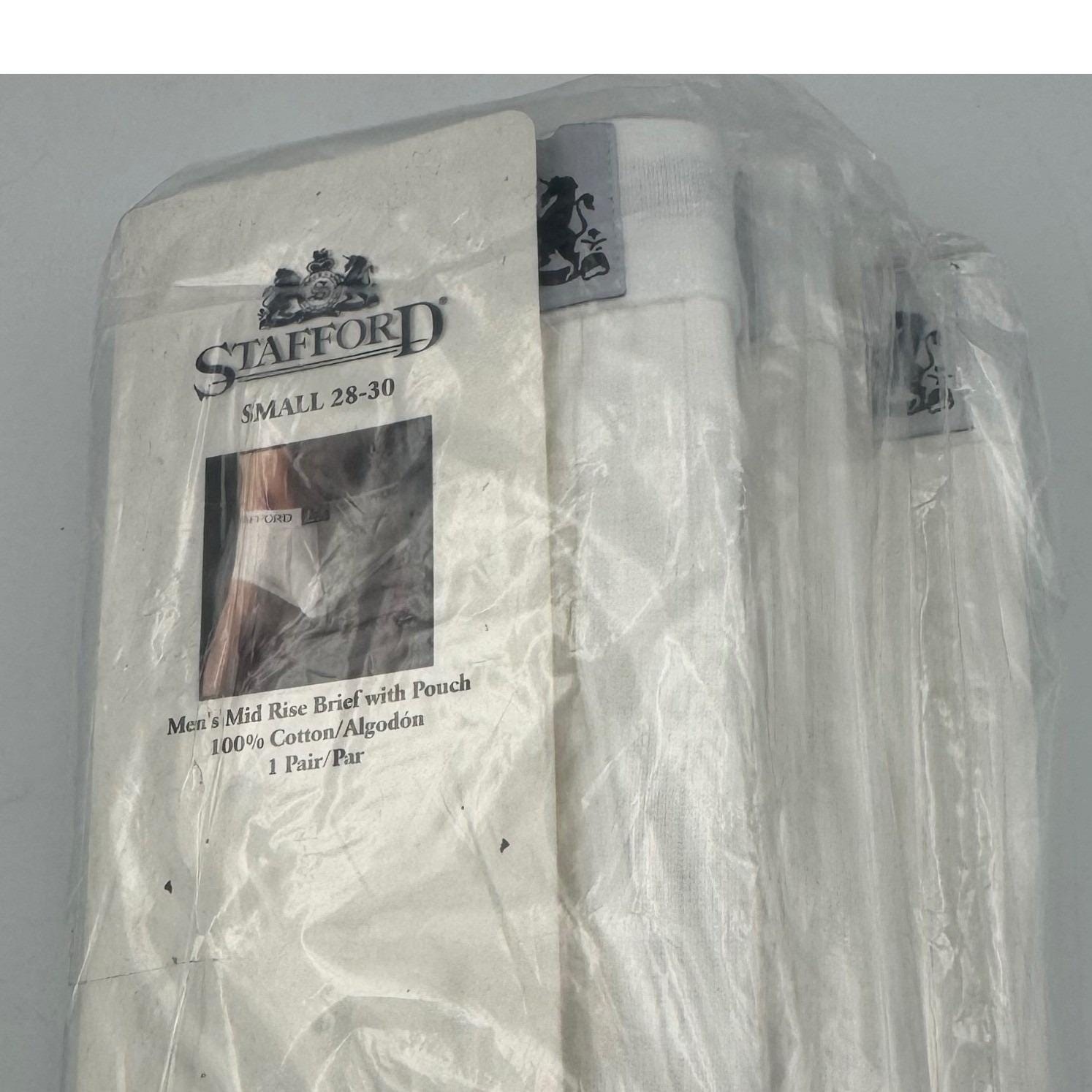 Stafford Briefs White Mid Rise Full Cut Pouch Cotton 3-Pack NEW Vintage Small