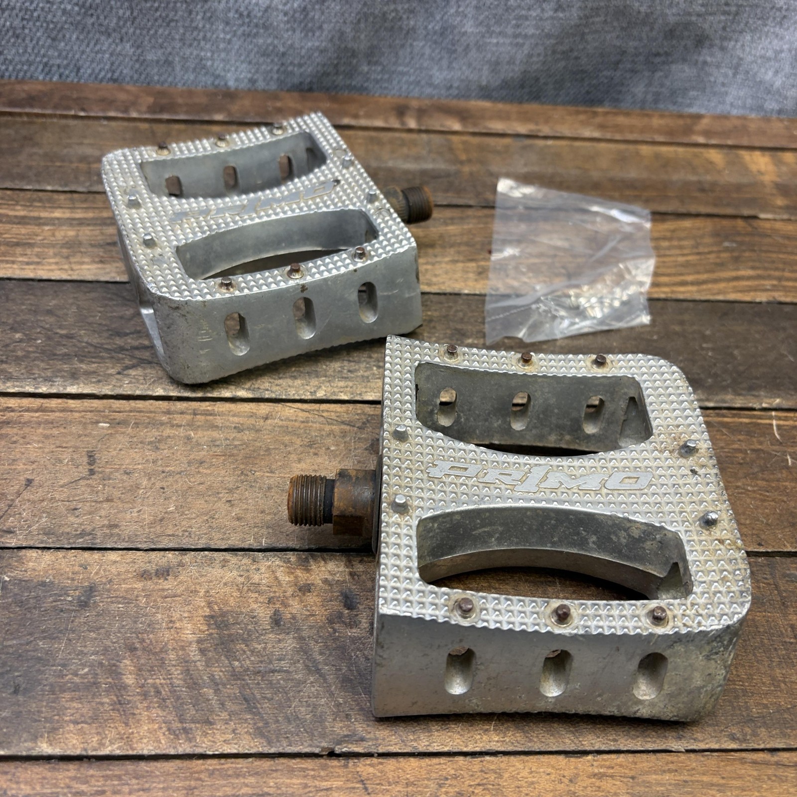 Vintage Primo BMX Platform Bike Pedals Silver 9/16 790g Aluminum Mid School