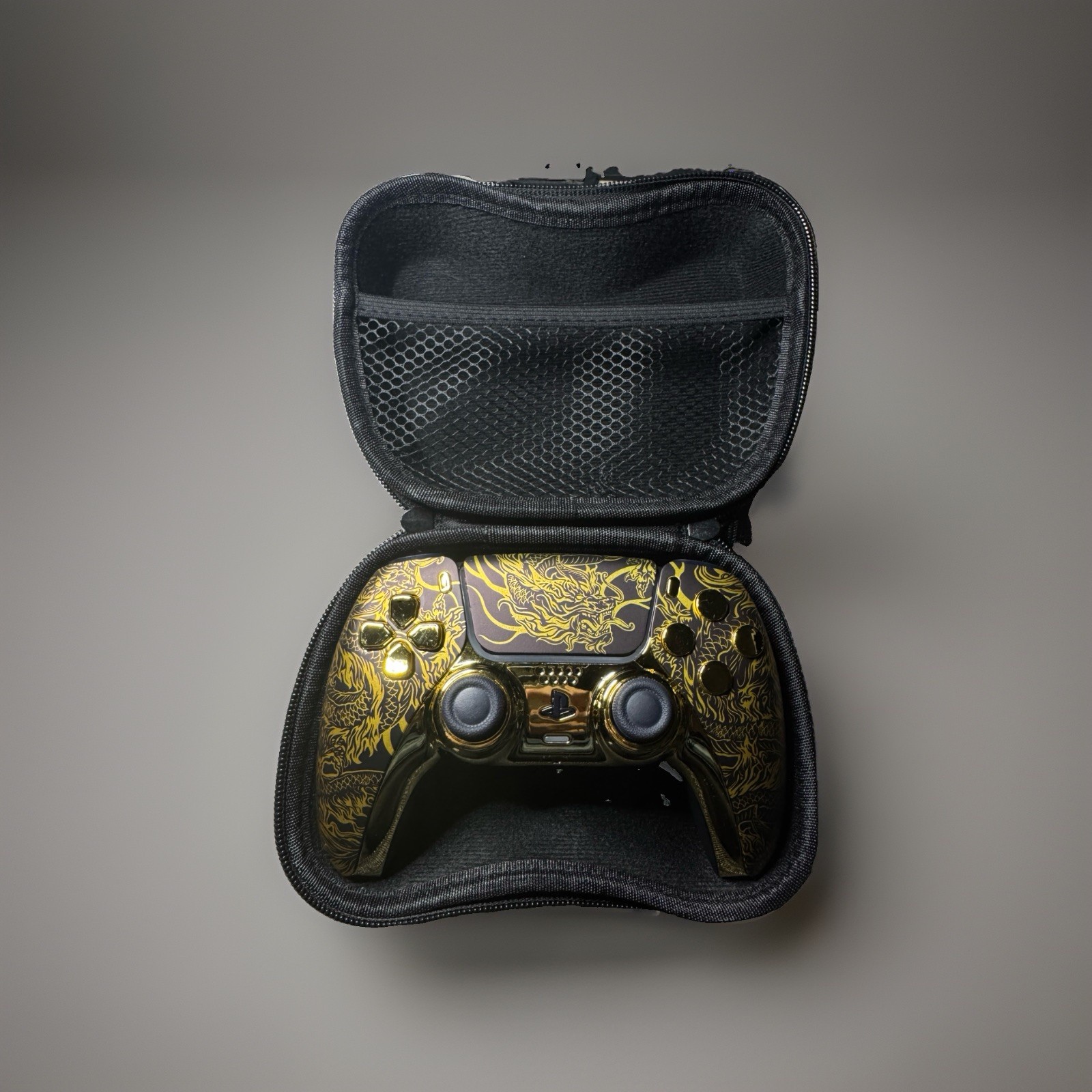 Rare Customised PS5 Dualsense Controller Golden Dragon Design
