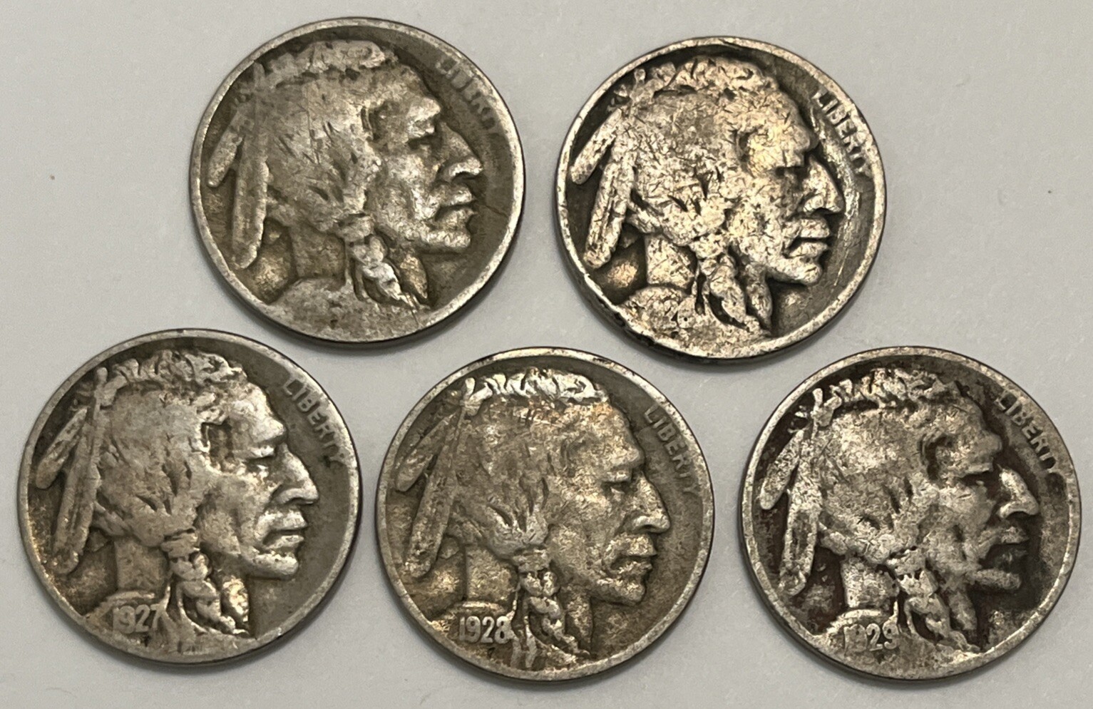 1925 D 1926 D 1927 D 1928 D 1929 D BUFFALO NICKEL UNITED STATES 5 Coins 1925 D 1926 D 1927 D 1928 D 1929 D BUFFALO NICKEL UNITED STATES 5 Coins