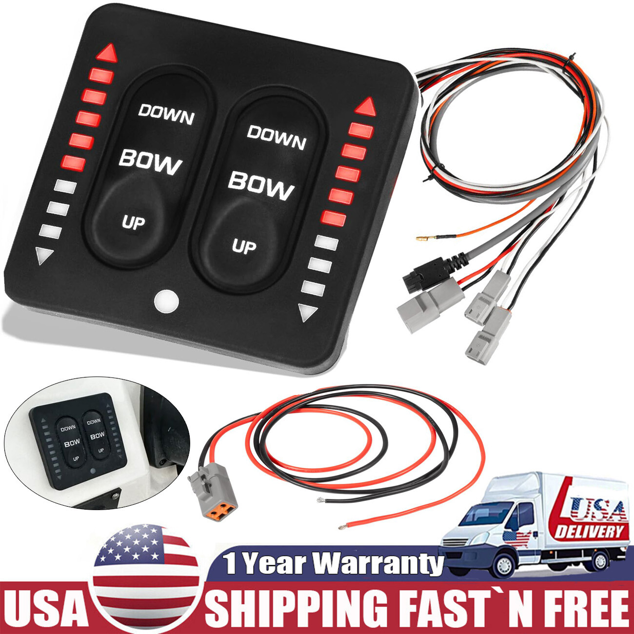 15170-001 LED Indicator Tactile Trim Tab Switch For Lenco Marine Single Actuator