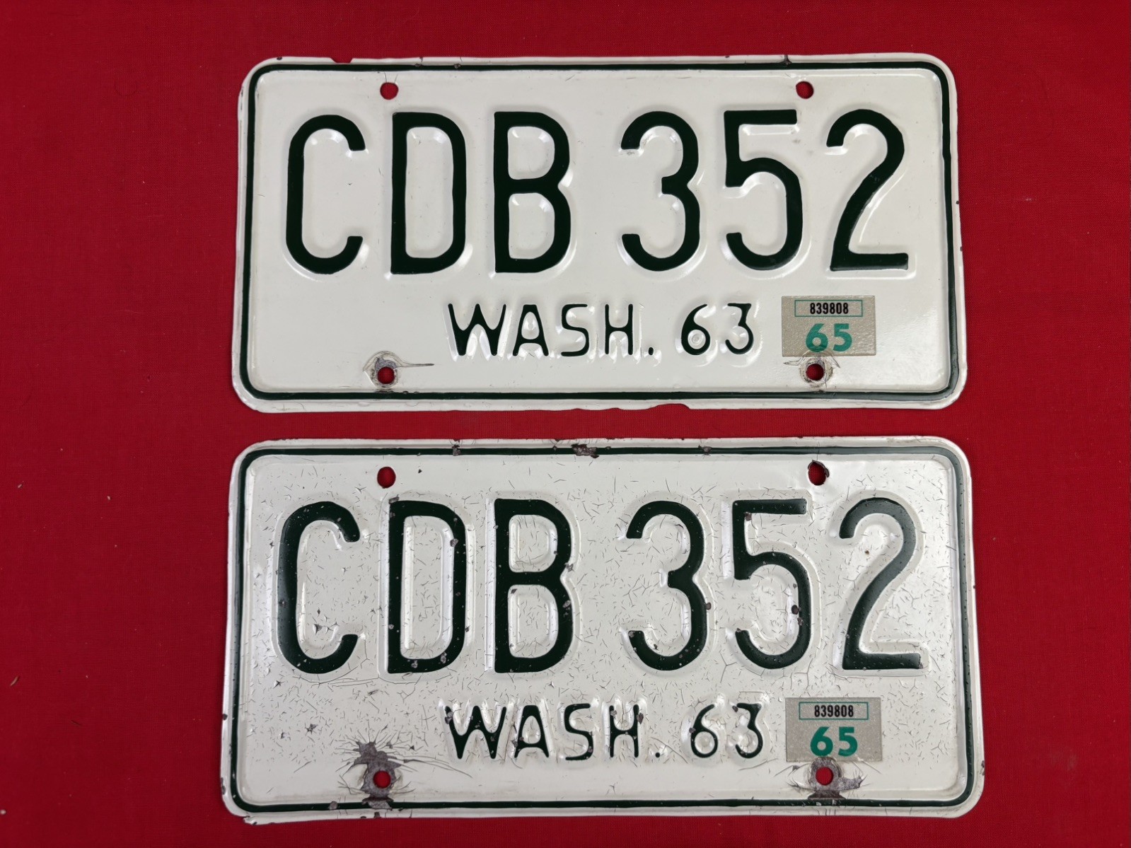 Vintage 1963 Washington State License plate pair Vintage 1963 Washington State License plate pair