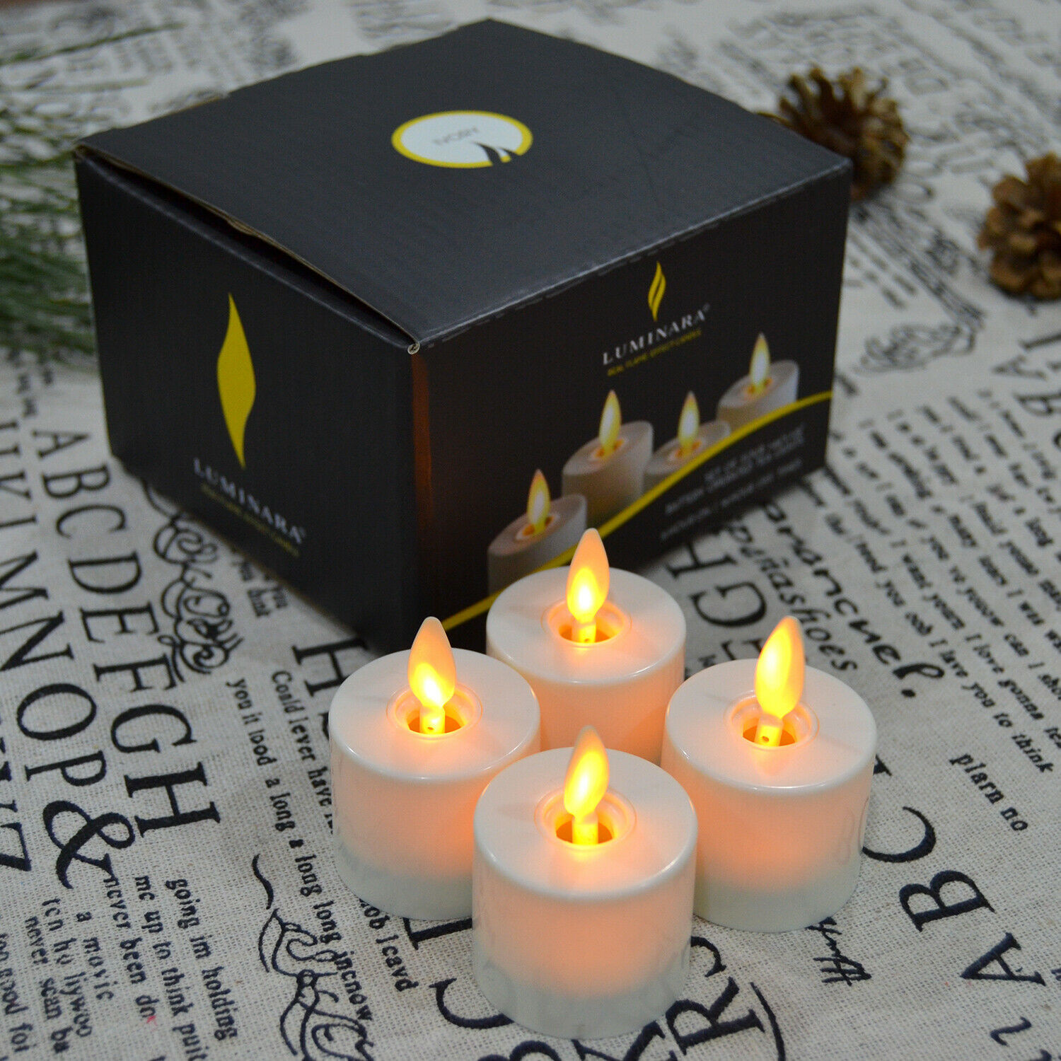 Luminara Flameless Ivory LED Battrery Tea Light Candles with Remote Set of 4