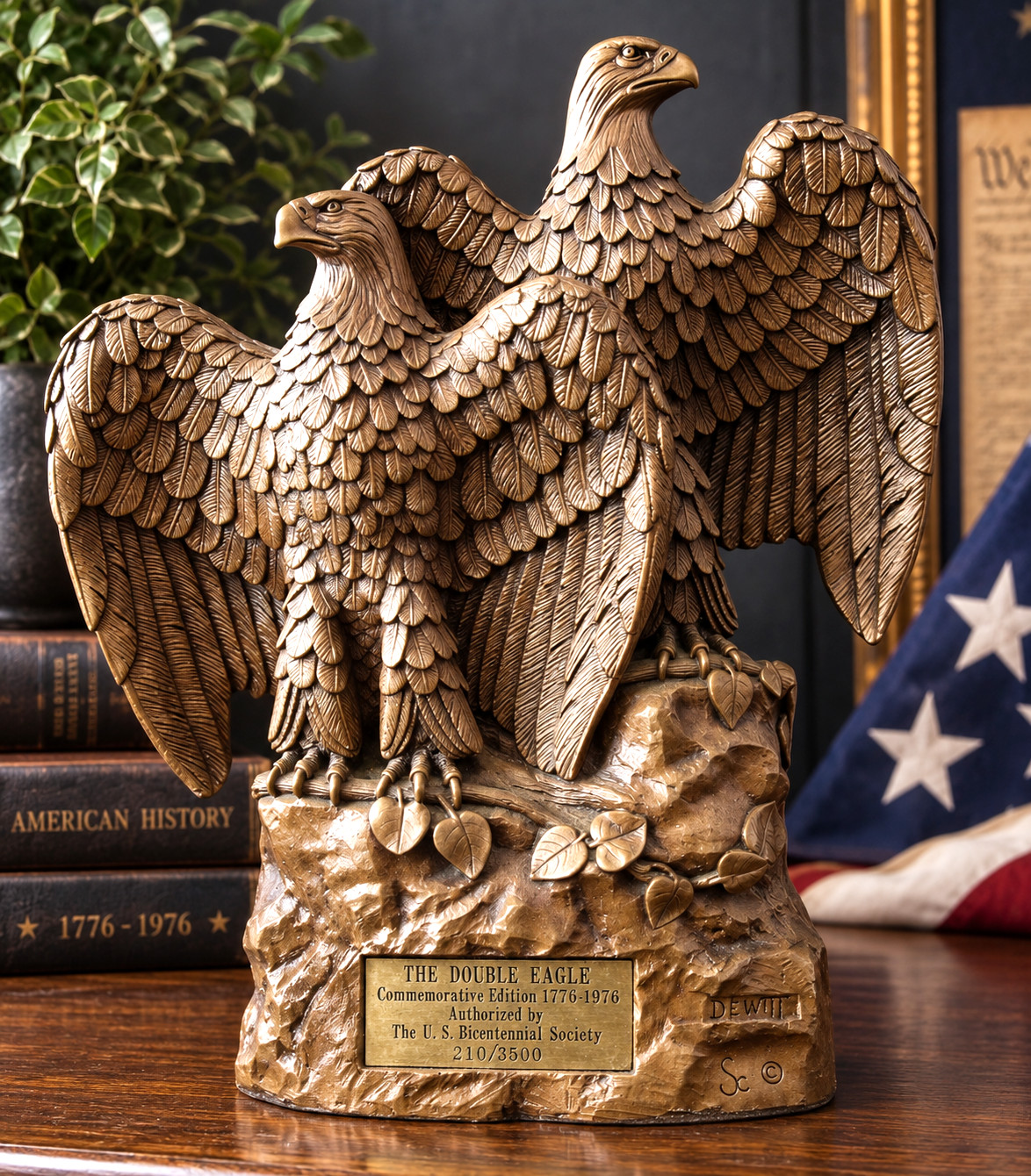 VTG 1976 Edward DeWitt Double Eagle Bicentennial Sculpture #210/3500 11.25\