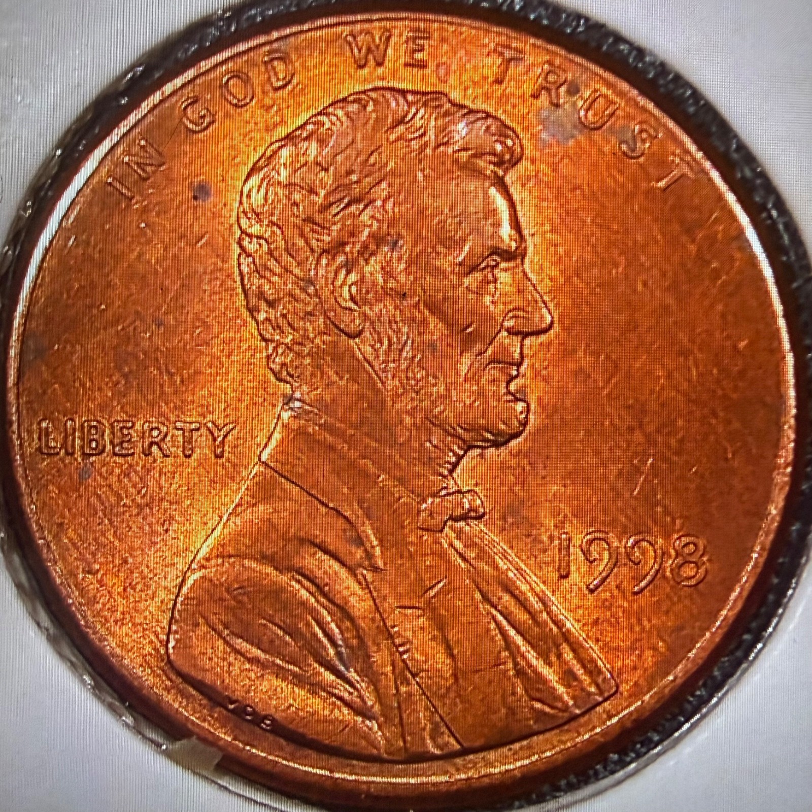 1998 P Rare Uncirculated Wide AM Beautifully Toned Lincoln Penny - #6
