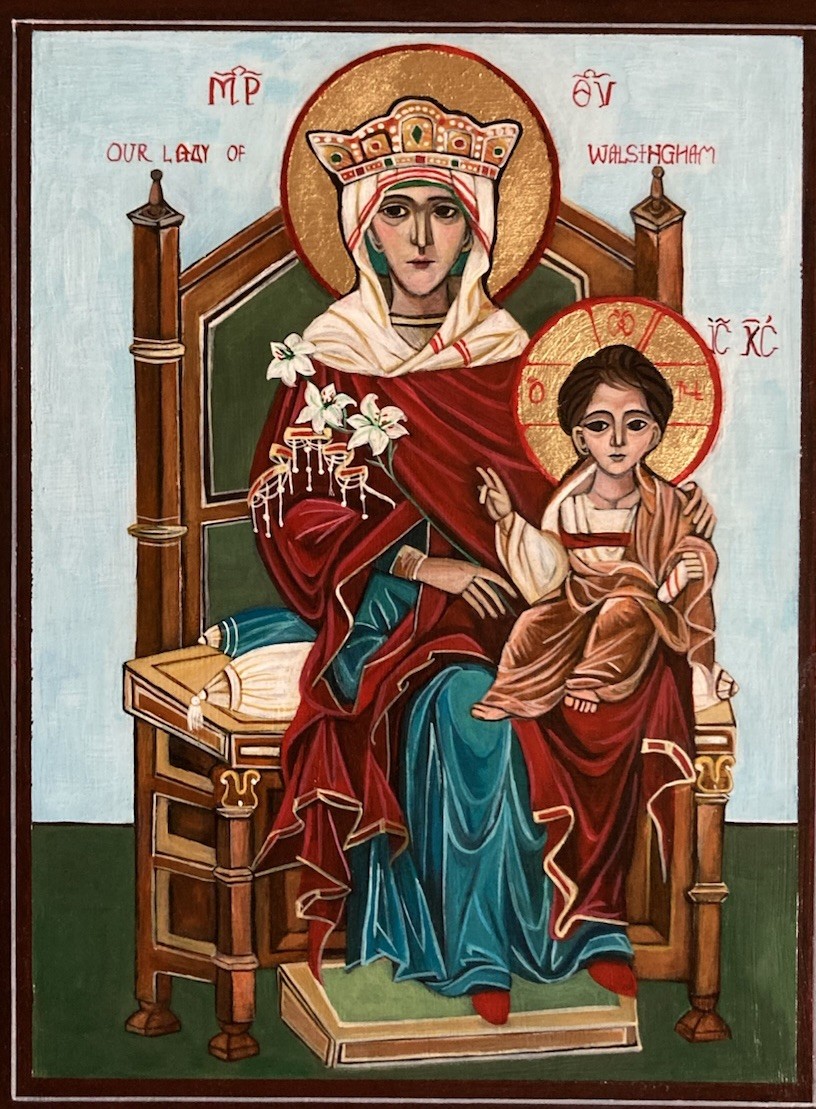 Hand-Painted Our Lady of Walsingham Icon – Original Anglo-Catholic Religious Art