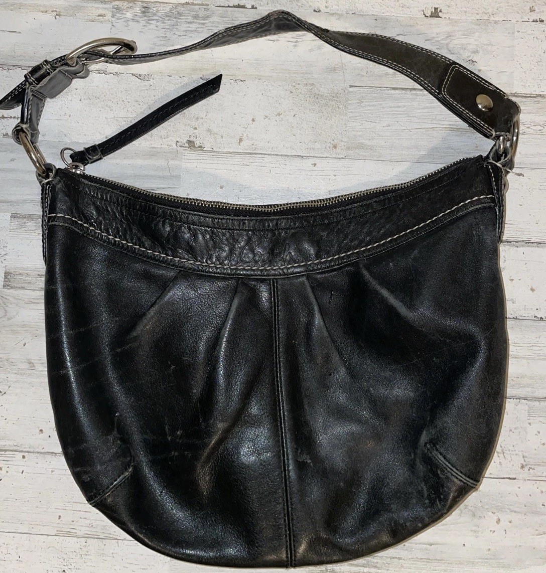 Vintage Coach F13730 Black Leather Bucket Hobo Shoulder Bag Handbag Purse Vintage Coach F13730 Black Leather Bucket Hobo Shoulder Bag Handbag Purse