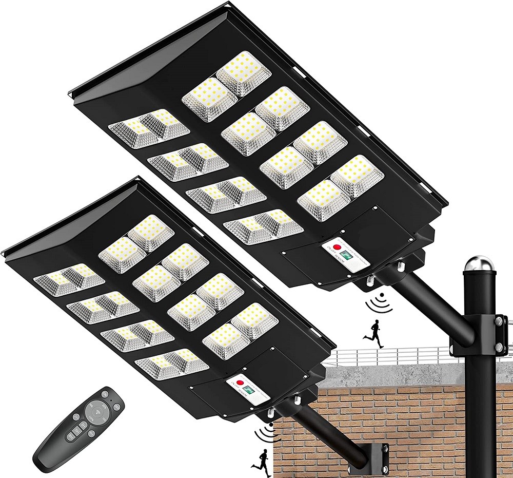 2PCS 990000000LM 1000W Watts Commercial Solar Street Light Parking Lot Road Lamp