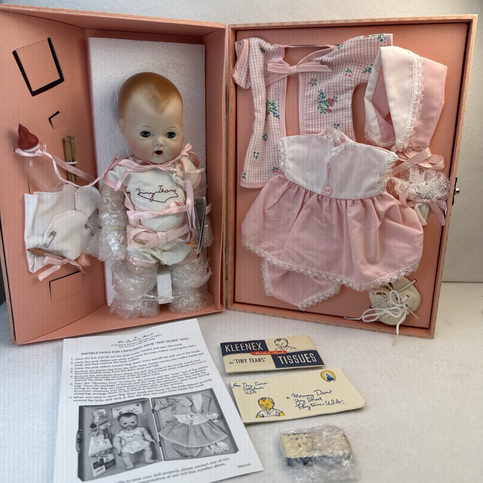 Vintage Tiny Tears Doll All Original Case Clothing MIB 1999 Danberry Mint Mattel