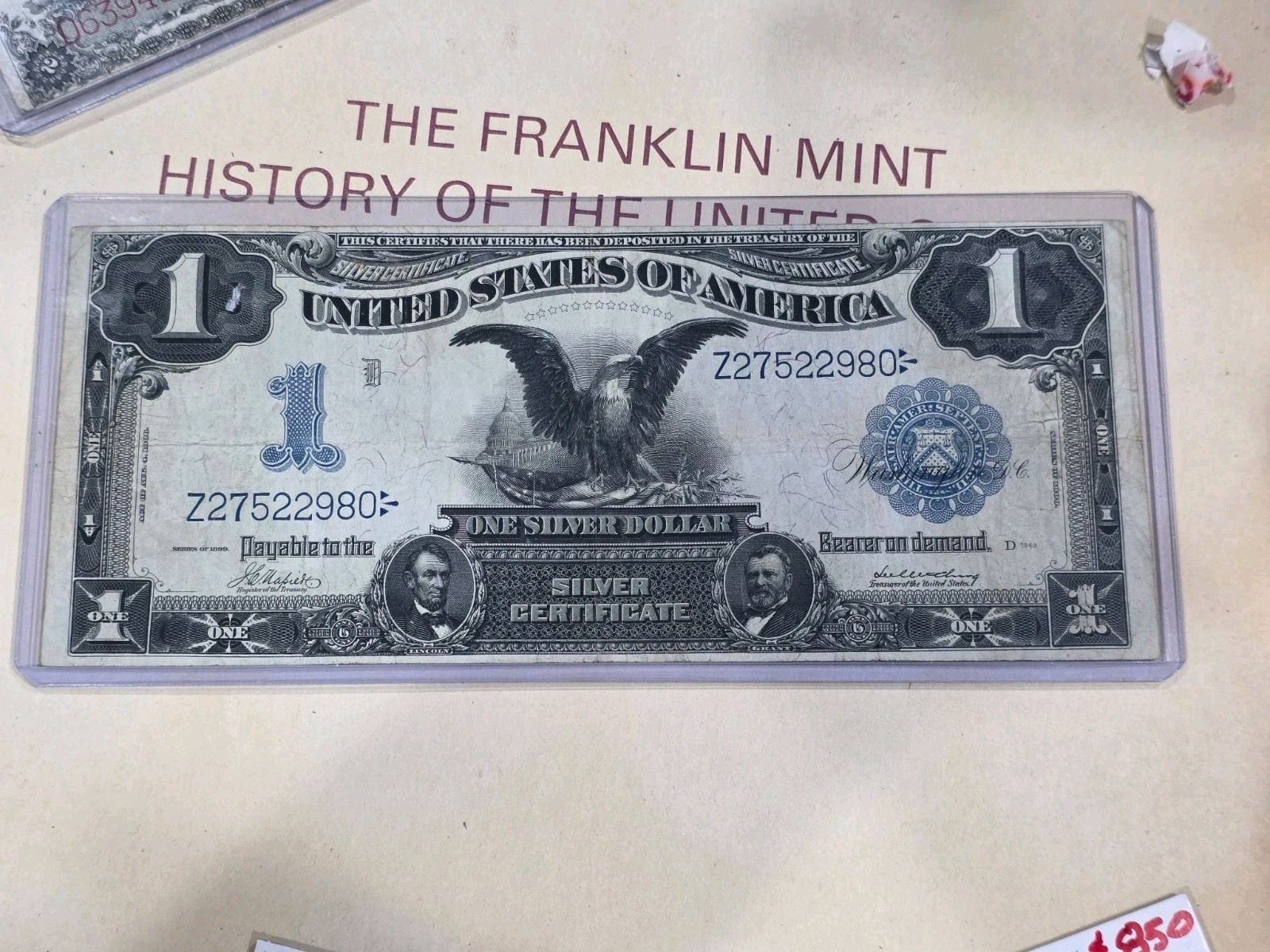 1899 Black Eagle Silver Certificate One Dollar Excellent Condition 