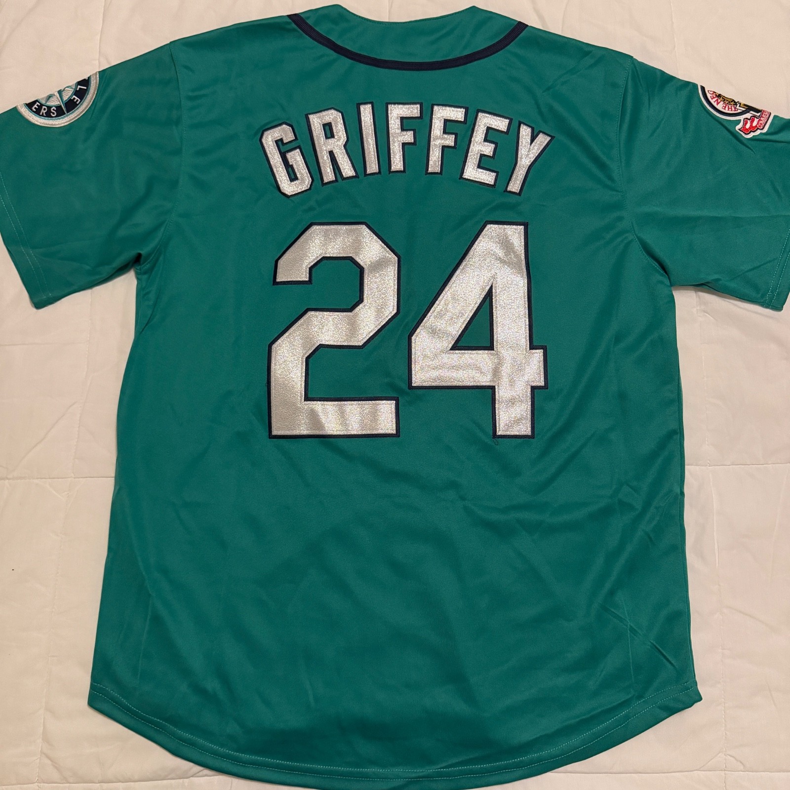 Ken Griffey Seattle Mariners Teal Blue Stitched Mens Jersey Negro League Patch