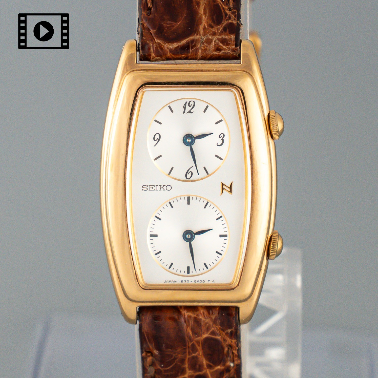 Vtg1995 Seiko Noie 1E20-3A00 Dual Time Gold White Dial Qz Women Watch -US Stock