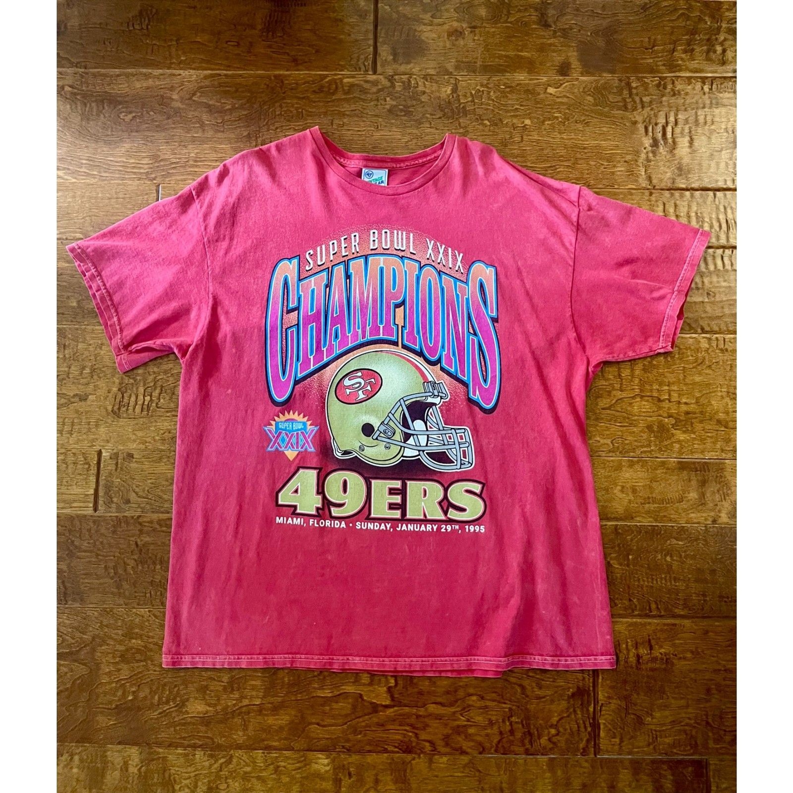 Vintage 1995 San Francisco 49ers Super Bowl XXIX Champions T-Shirt 2X ’47 Brand