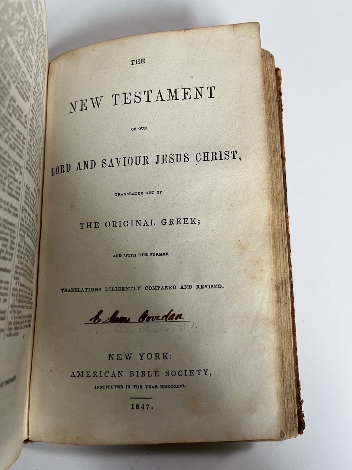 1847 Holy Bible American Bible Society NY Antique Calf Leather Book Antebellum 1847 Holy Bible American Bible Society NY Antique Calf Leather Book Antebellum