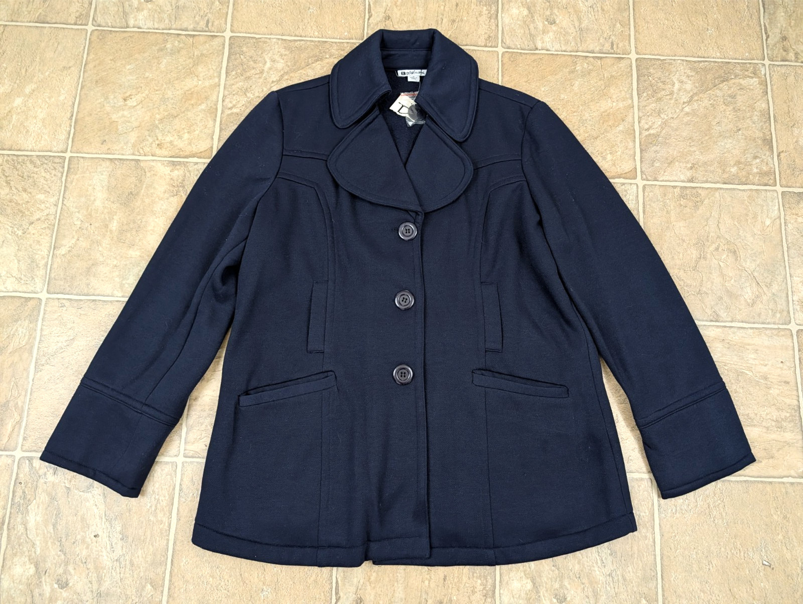 Rockmans sz 18 Fleece Sweatshirt Jacket navy blue buttons pockets women 1585 Rockmans sz 18 Fleece Sweatshirt Jacket navy blue buttons pockets women 1585