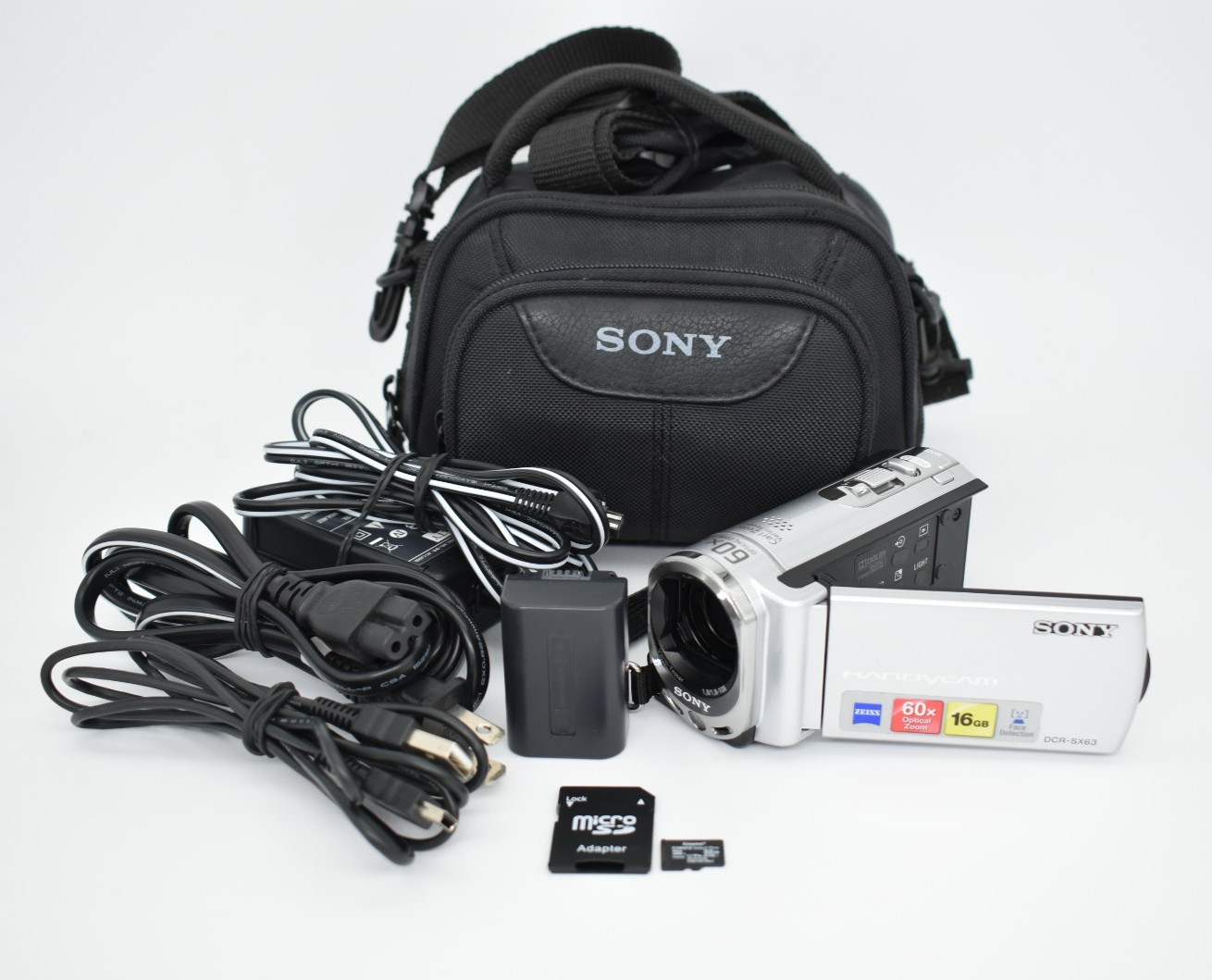 🔥Sony Handycam DCR-SX63 Silver Digital Video Camera Camcorder 60x Zoom - TESTED