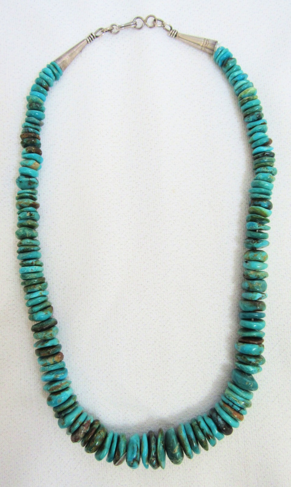 Navajo Indian Kingman Bisbee Royston Turquoise Heishi Beads & Silver Necklace