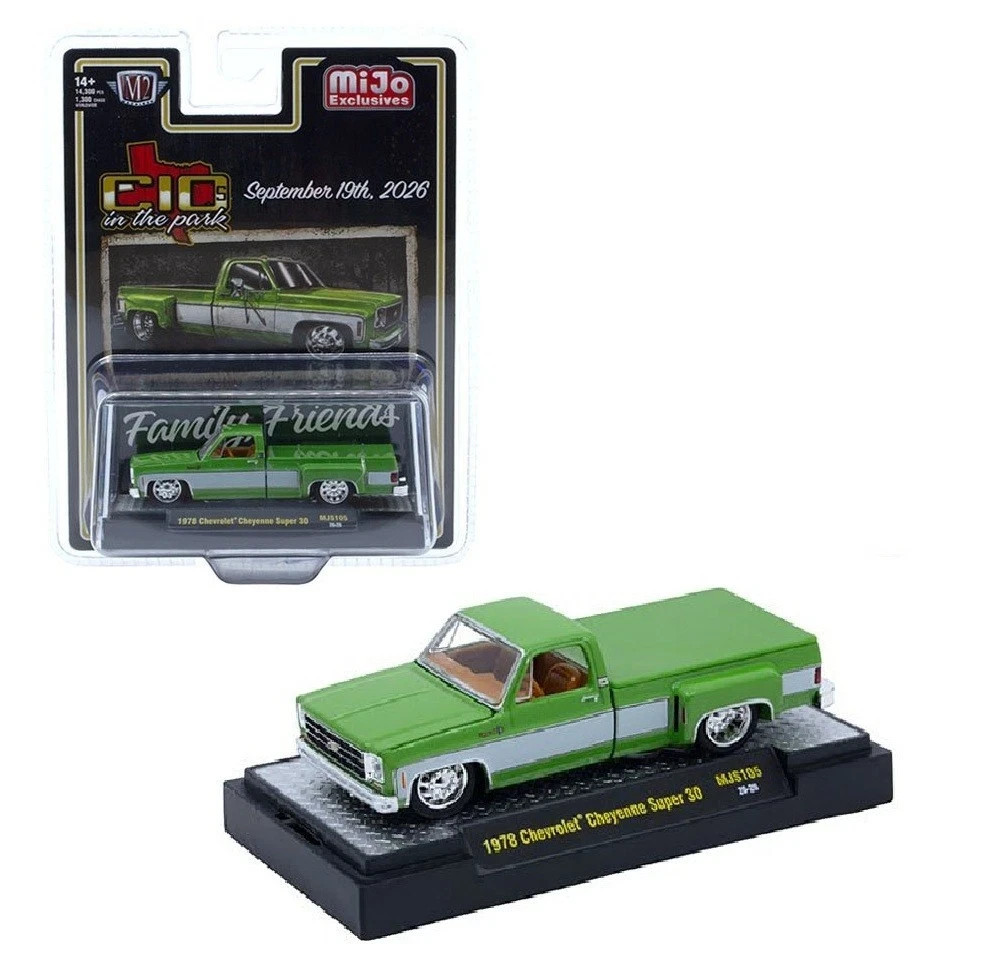 1/64 M2 Machines 2026 “C10s In The Park” 1978 Chevrolet Cheyenne Super 30 Green