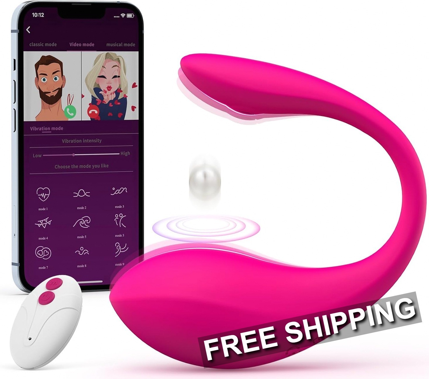 Premium App & Remote Control Wearable Intimate Device 9 Modes Pink Waterproof