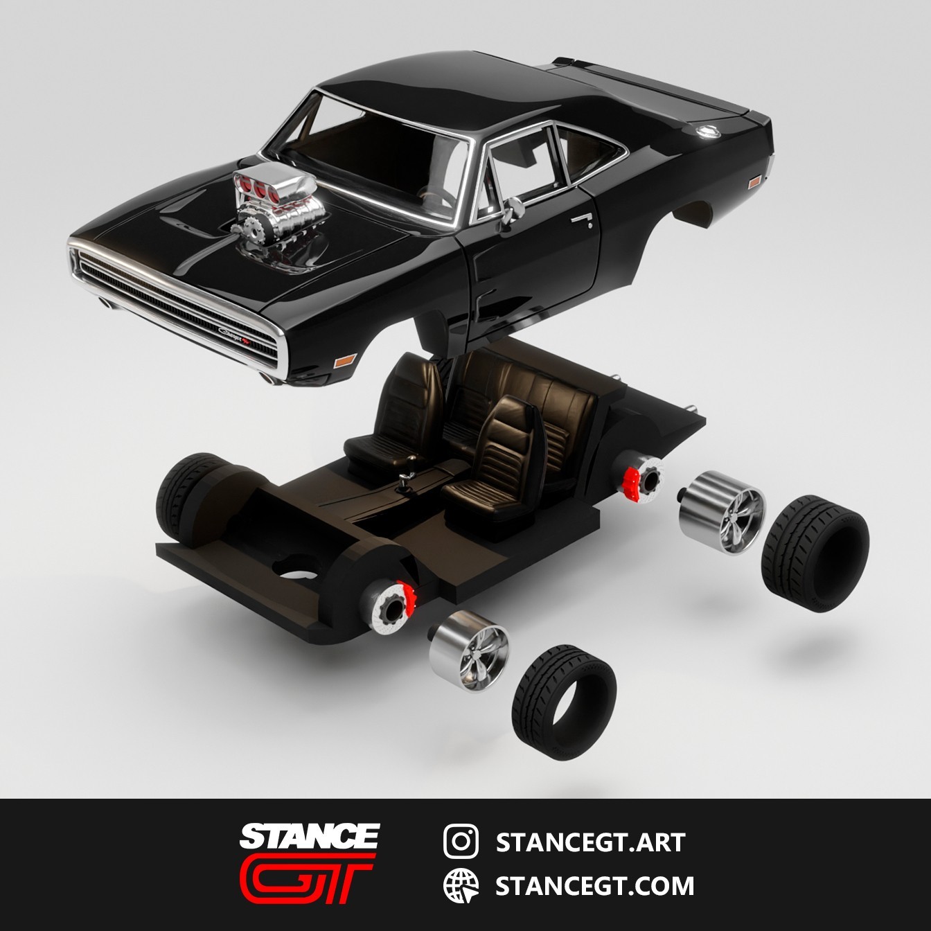 1/64 Scale Dodge Charger R/T Resin Printed Model Car Kit Tooned Stance 1/64 Scale Dodge Charger R/T Resin Printed Model Car Kit Tooned Stance