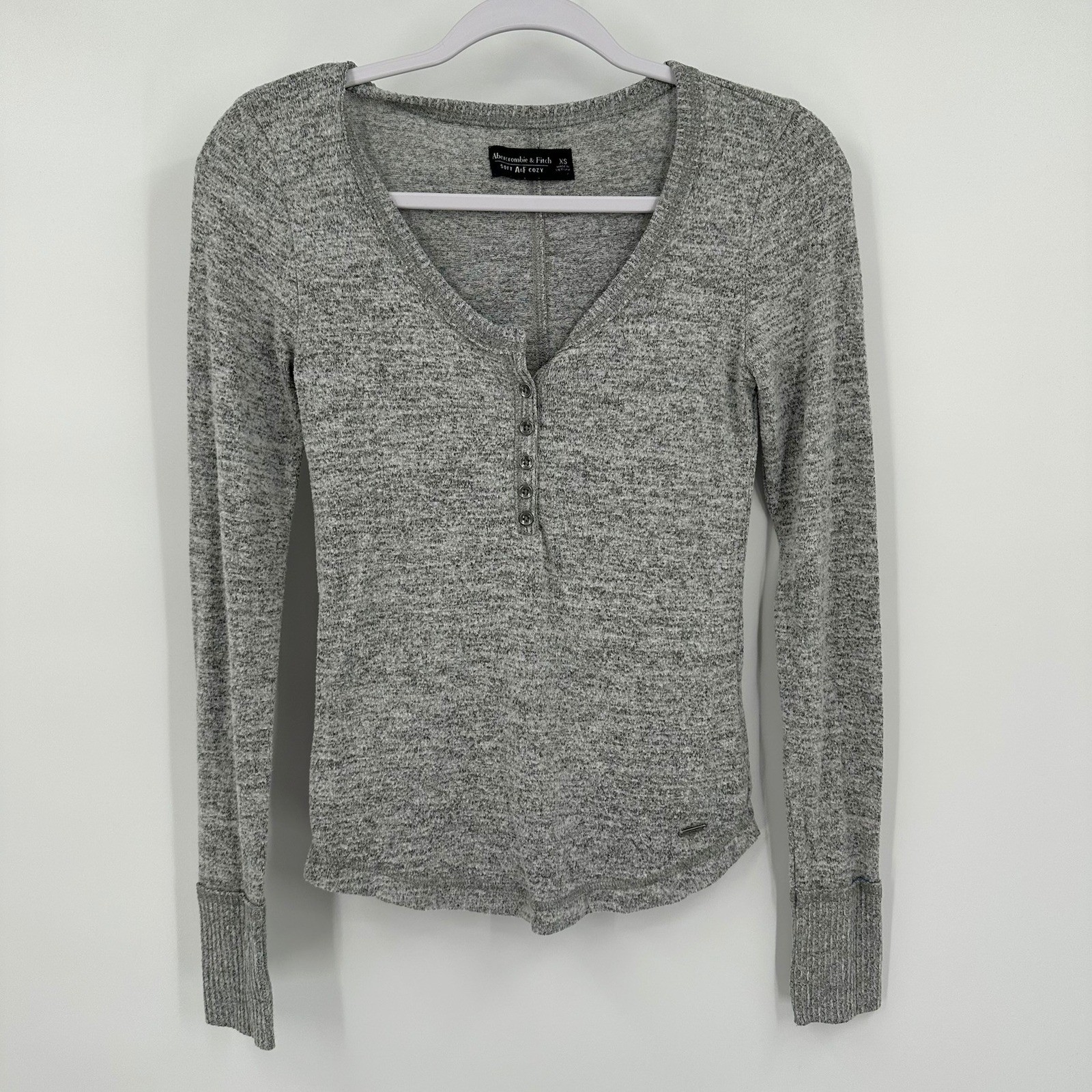 Abercrombie & Fitch Womens Y2K Henley Top Size XS Layering Long Sleeve Bella