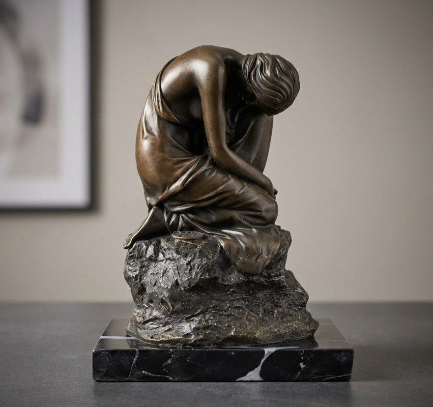 Bronze Woman Statue Sculpture Female Decor Figure Art Lady Home Milo Marble Set