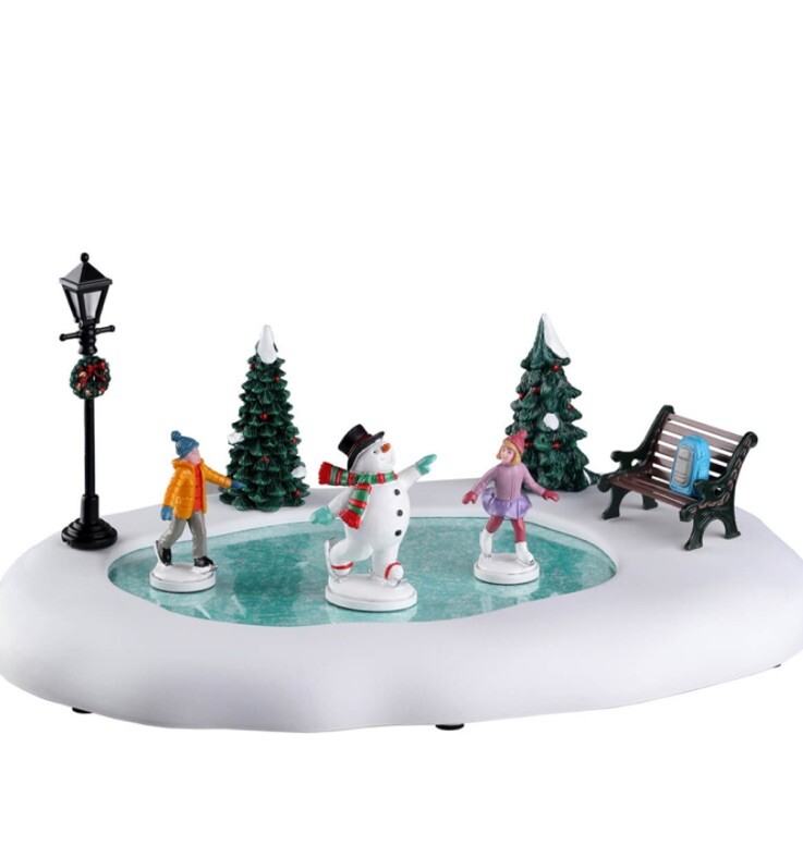 Lemax Frosty Goes Ice Skating-Animated Pond -Holiday Village/Train