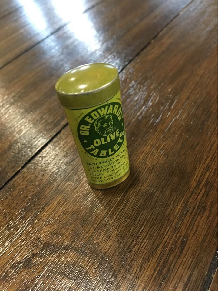 Antique Vtg DR EDWARDS OLIVE TABLETS TIN Laxative Early 1900's Pre WWII Design Antique Vtg DR EDWARDS OLIVE TABLETS TIN Laxative Early 1900's Pre WWII Design