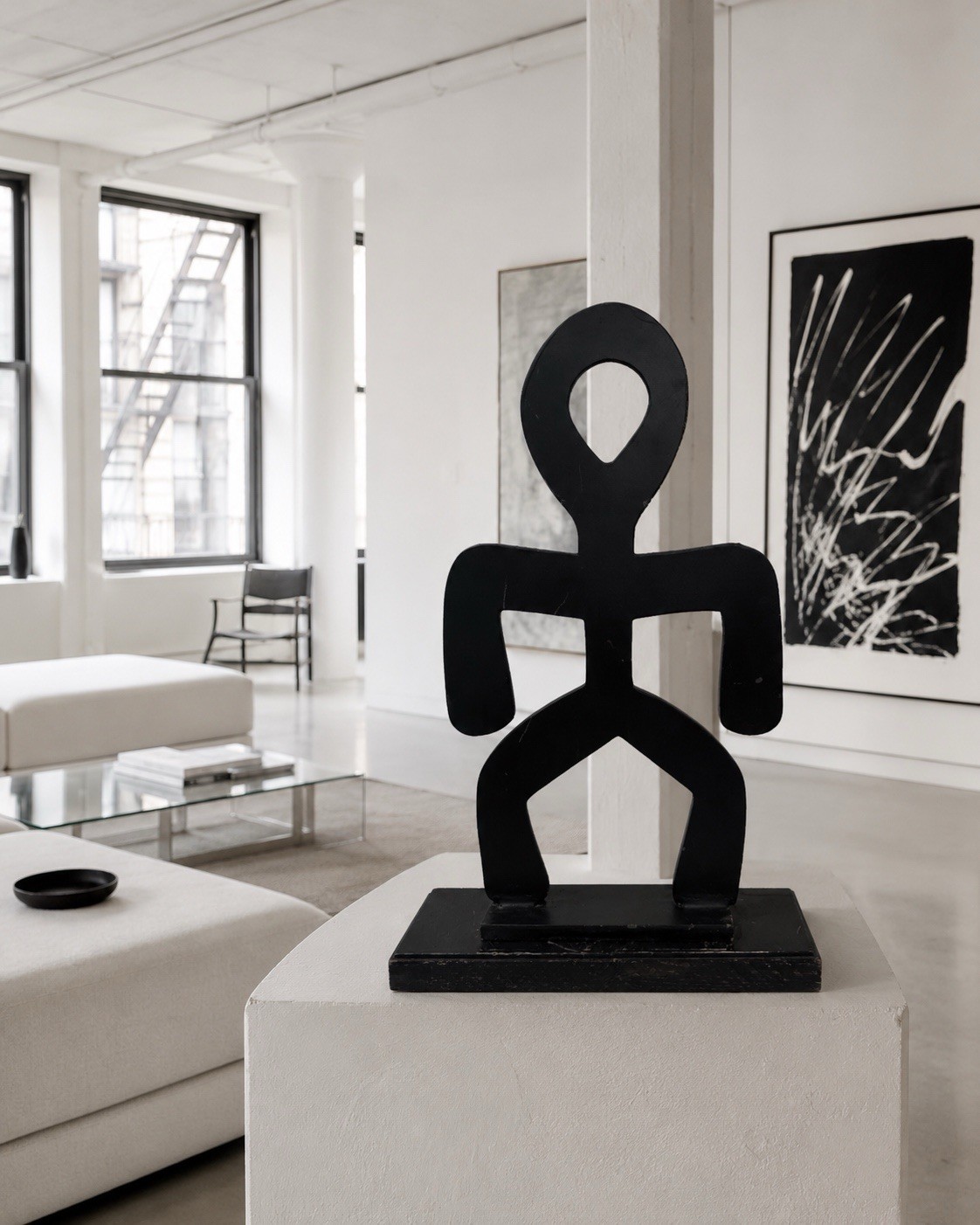 HUGE 25” SCULPTURE FIGURE MCM ART NY STREET LASER CUT GRAFFITI K HARING STYLE