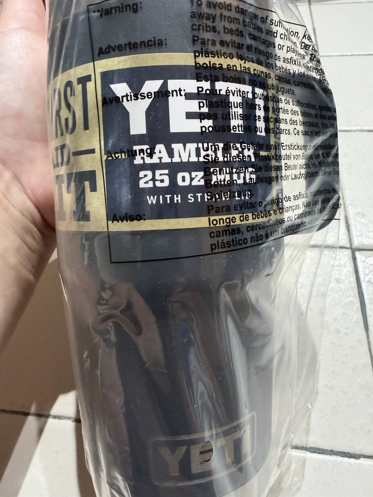 YETI Rambler 25 oz Charcoal Stainless Steel Mug Straw Lid w/ Straw