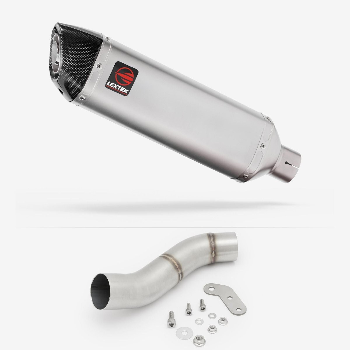 Lextek Stainless Steel VP1 Matt 300mm Exhaust with Link Pipe Silencer Chrome