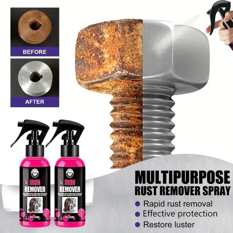 All-Purpose Rust Remover Spray 120ML Fast-Acting Iron Oxidation Eliminator All-Purpose Rust Remover Spray 120ML Fast-Acting Iron Oxidation Eliminator