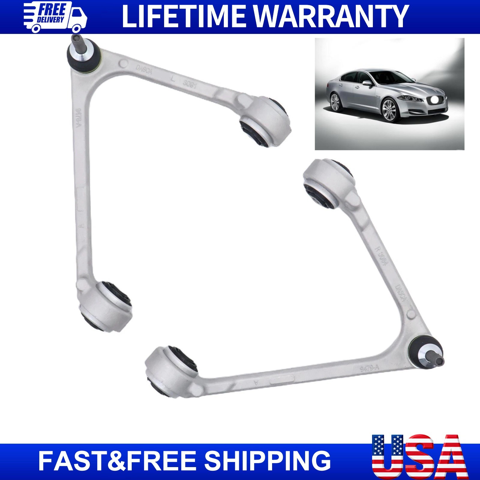 C2P13886 Pair Front Upper Left & Right Control Arm Set Fits 2009-2014 Jaguar XK