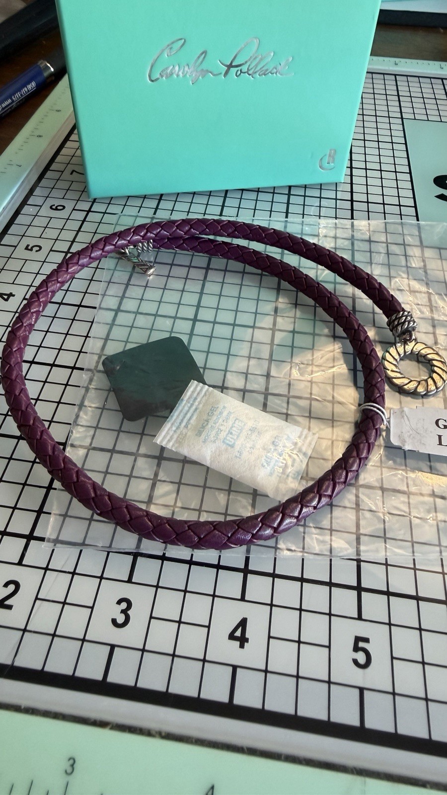 RARE Carolyn Pollack American West Sterling Toggle Violet Leather Necklace 18”