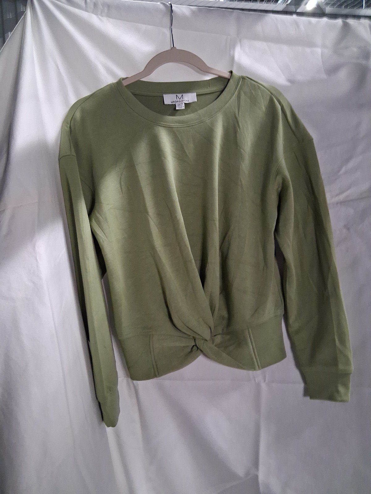 Magaschoni Womens Olive Green Twist Front Long Sleeve Sweatshirt XS N2 Magaschoni Womens Olive Green Twist Front Long Sleeve Sweatshirt XS N2