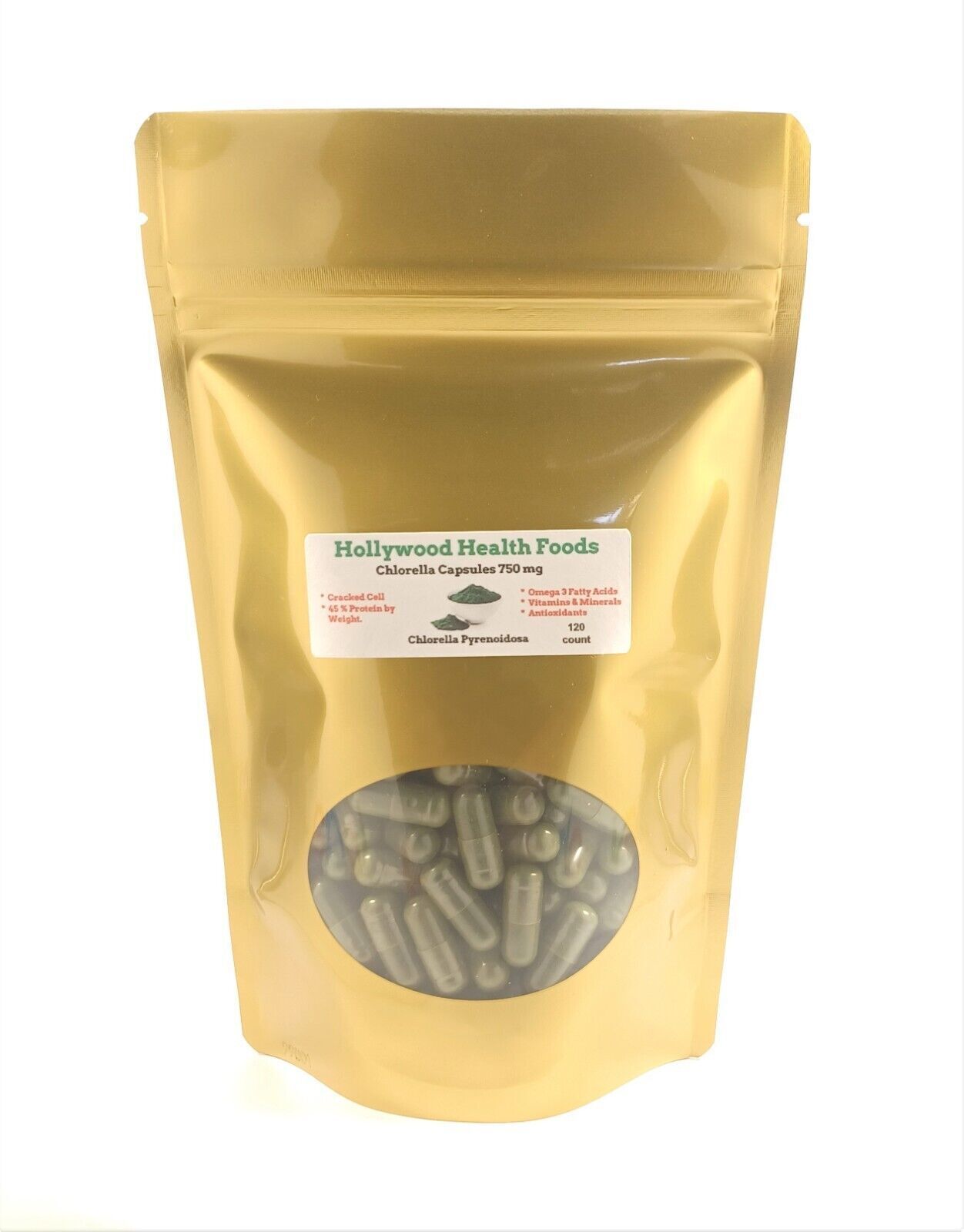 Chlorella Pyrenoidosa 60 Capsules 750 mg Health Omega 3 Protein Blue Green Algae