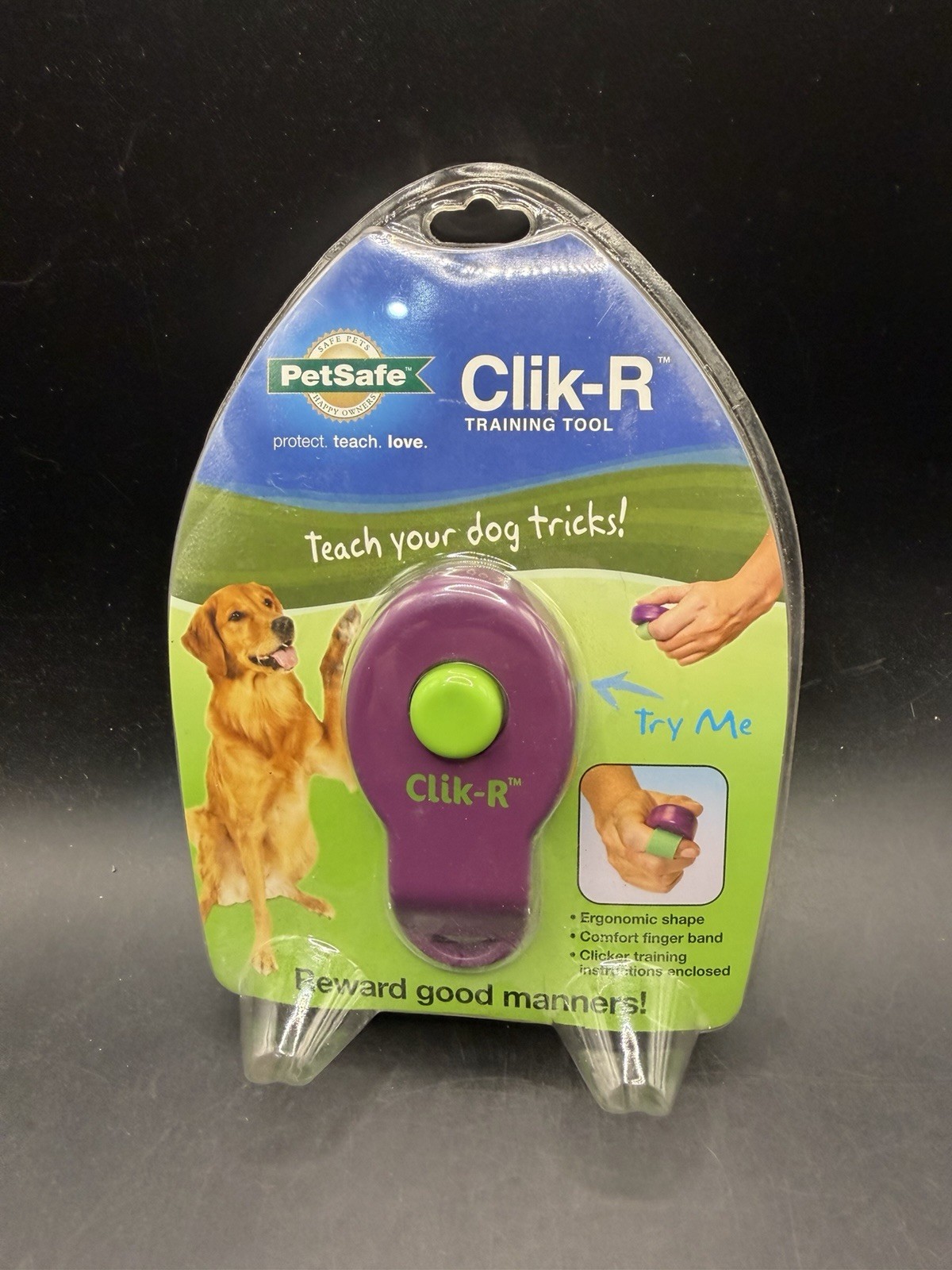 PetSafe Clik-R Dog Training Clicker Tool Purple Green NIP New Sealed