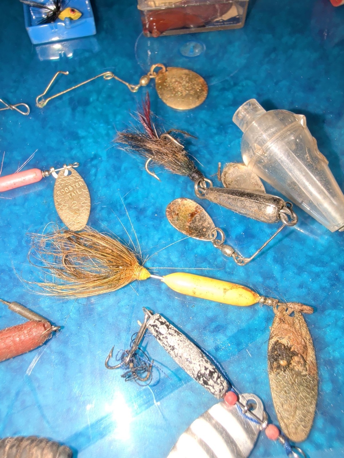 Big Vintage Fishing Tackle Lot — Spinners Spoons Flies Poppers + Ephemera