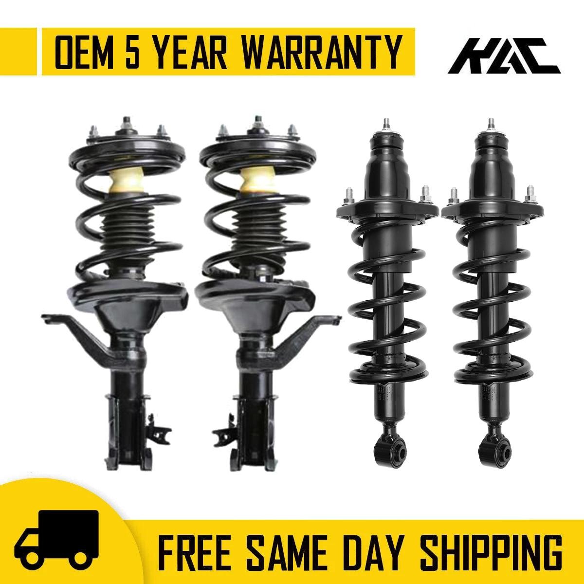 4pcs Front Rear Complete Strut Assembly For 2003 2004 2005 Honda Civic L4 1.7L