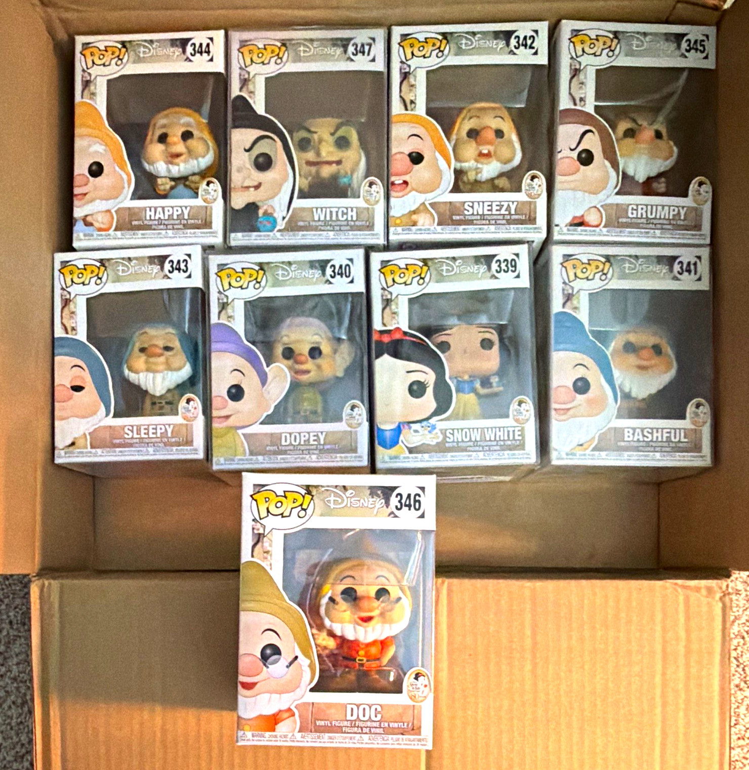 Funko Pop Disney Snow White & Seven Dwarfs 9-Pack Boxed Unopened #339-347