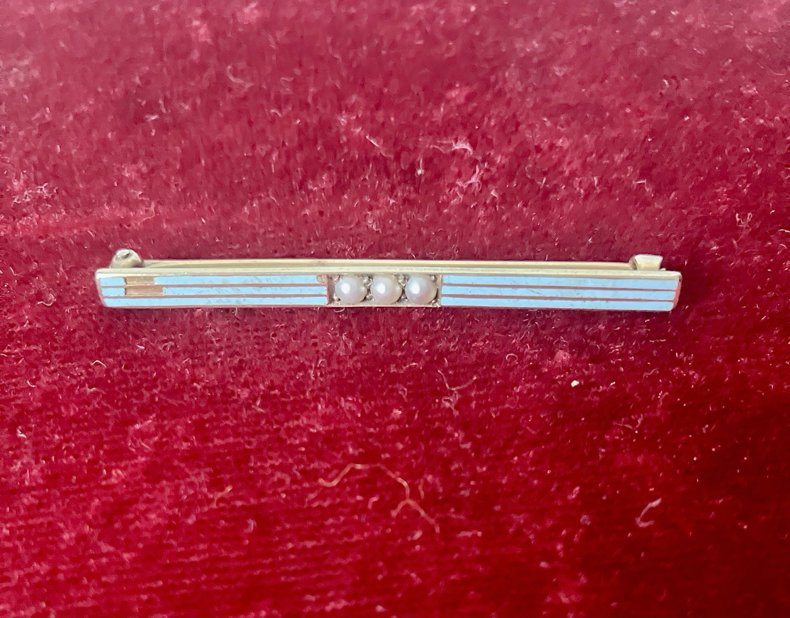 Larter & Sons Antique 14K Gold Enamel Pearl Art Nouveau Bar Pin 2.87g - AS IS Larter & Sons Antique 14K Gold Enamel Pearl Art Nouveau Bar Pin 2.87g - AS IS