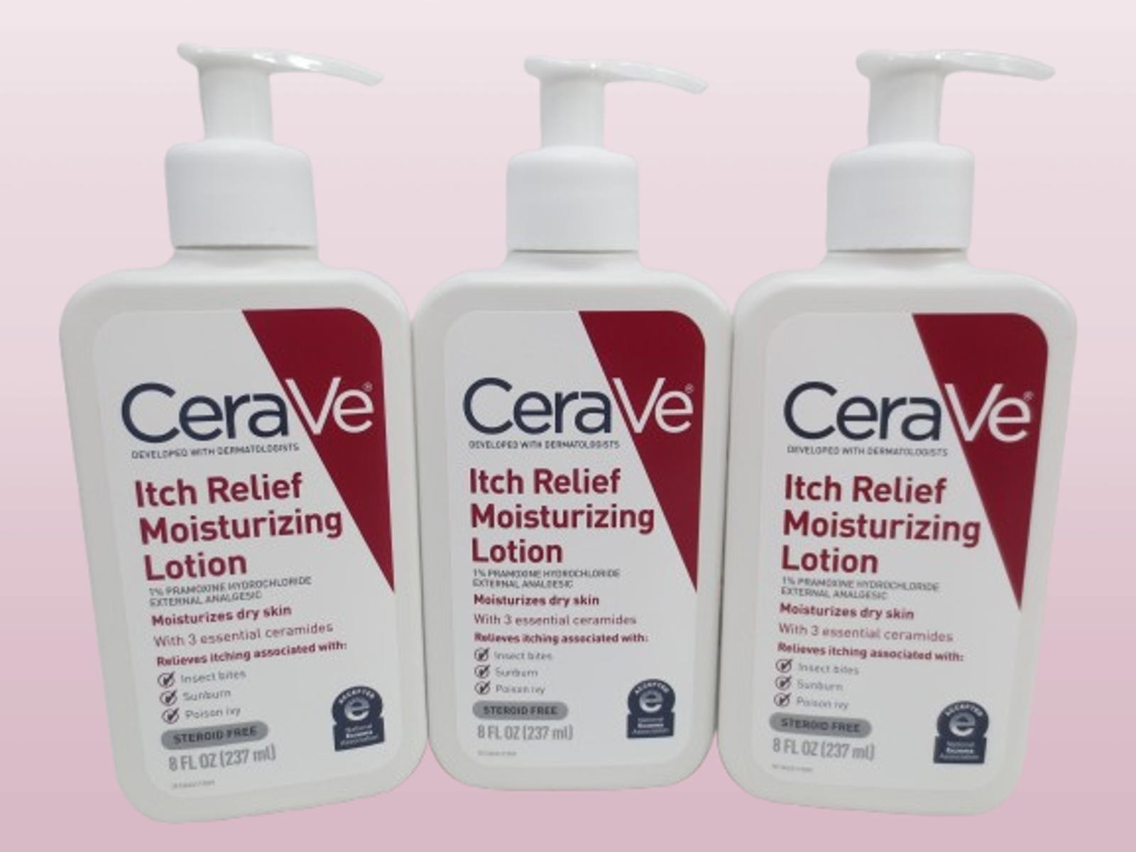 CERAVE ITCH RELIEF MOISTURIZING LOTION 8 OZ  EXP: 2028 LOT OF 3
