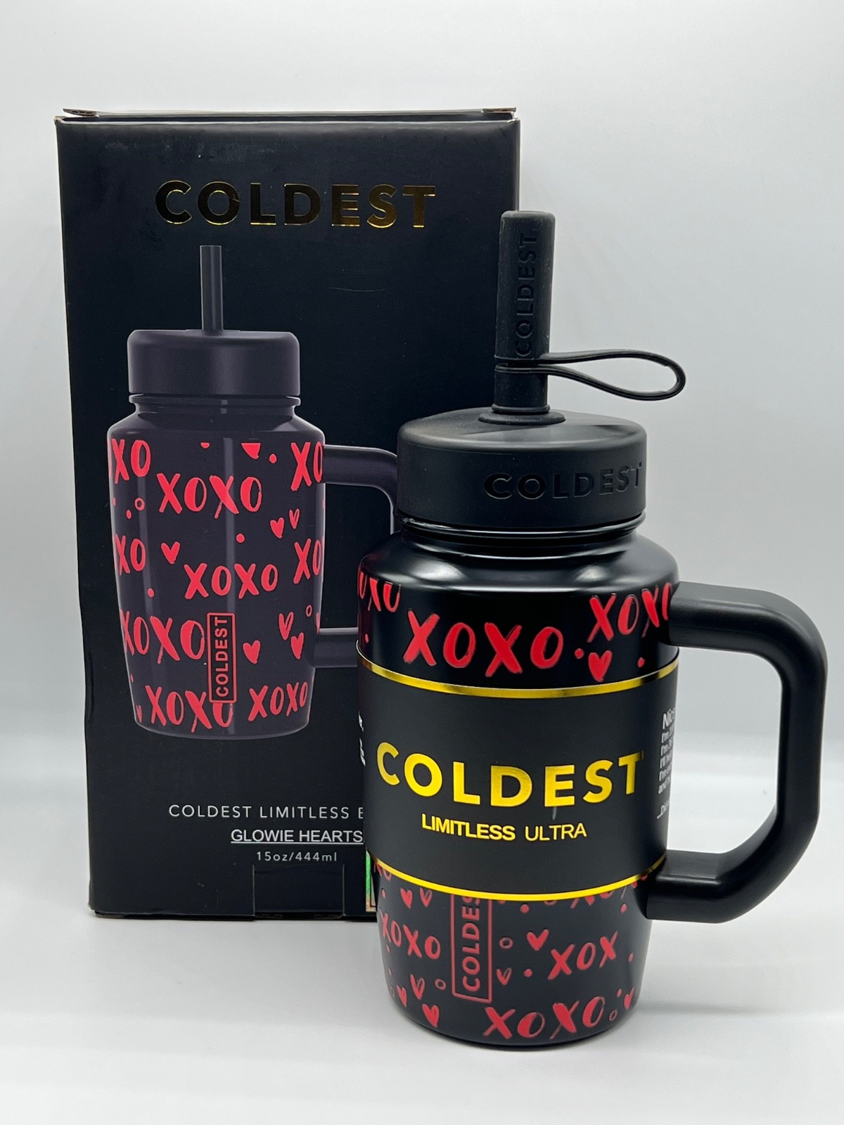 COLDEST Limitless Ultra 15 oz Glowie Hearts Insulated Bottle Stainless Steel NIB