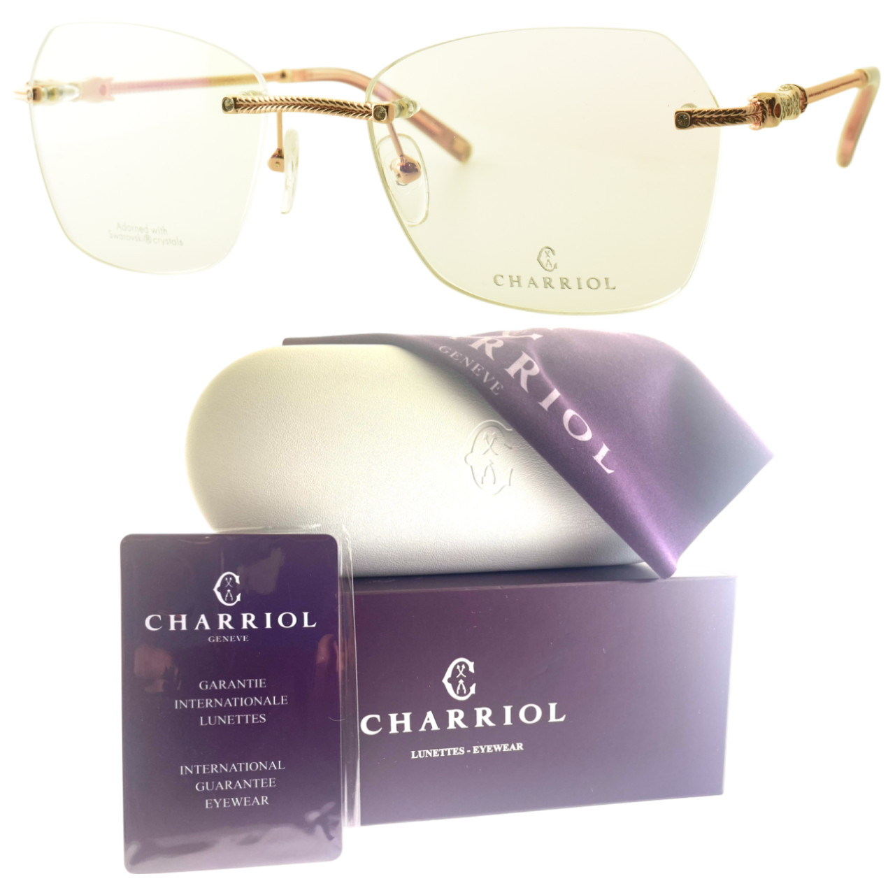 New Philippe Charriol Pc71033 Rose Gold Metal Square Optical Frame Eyeglasses