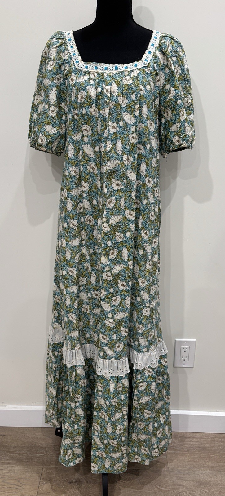 Vtg 70s Malihini Hawaii Liberty House Prairie Muumuu Maxi Dress Cottagecore